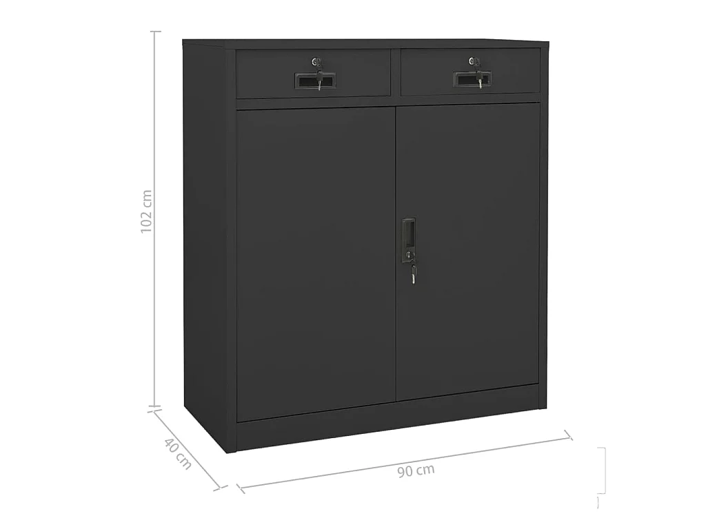 Armoire de bureau Anthracite 90x40x102 cm Acier