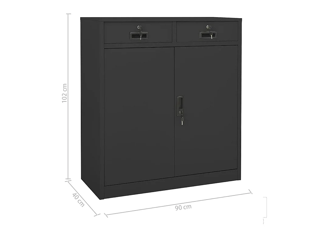 Armoire de bureau Anthracite 90x40x102 cm Acier