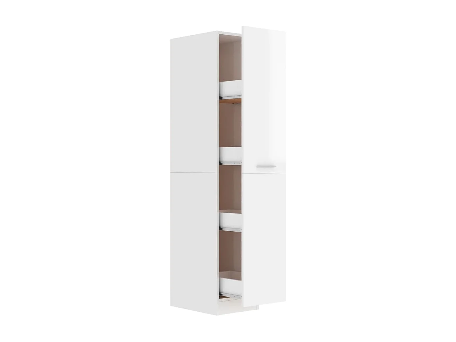 Apothekerskast 30x42,5x150 cm bewerkt hout hoogglans wit