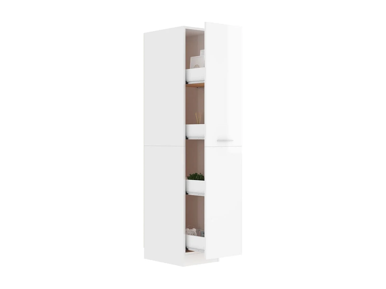 Apothekerskast 30x42,5x150 cm bewerkt hout hoogglans wit