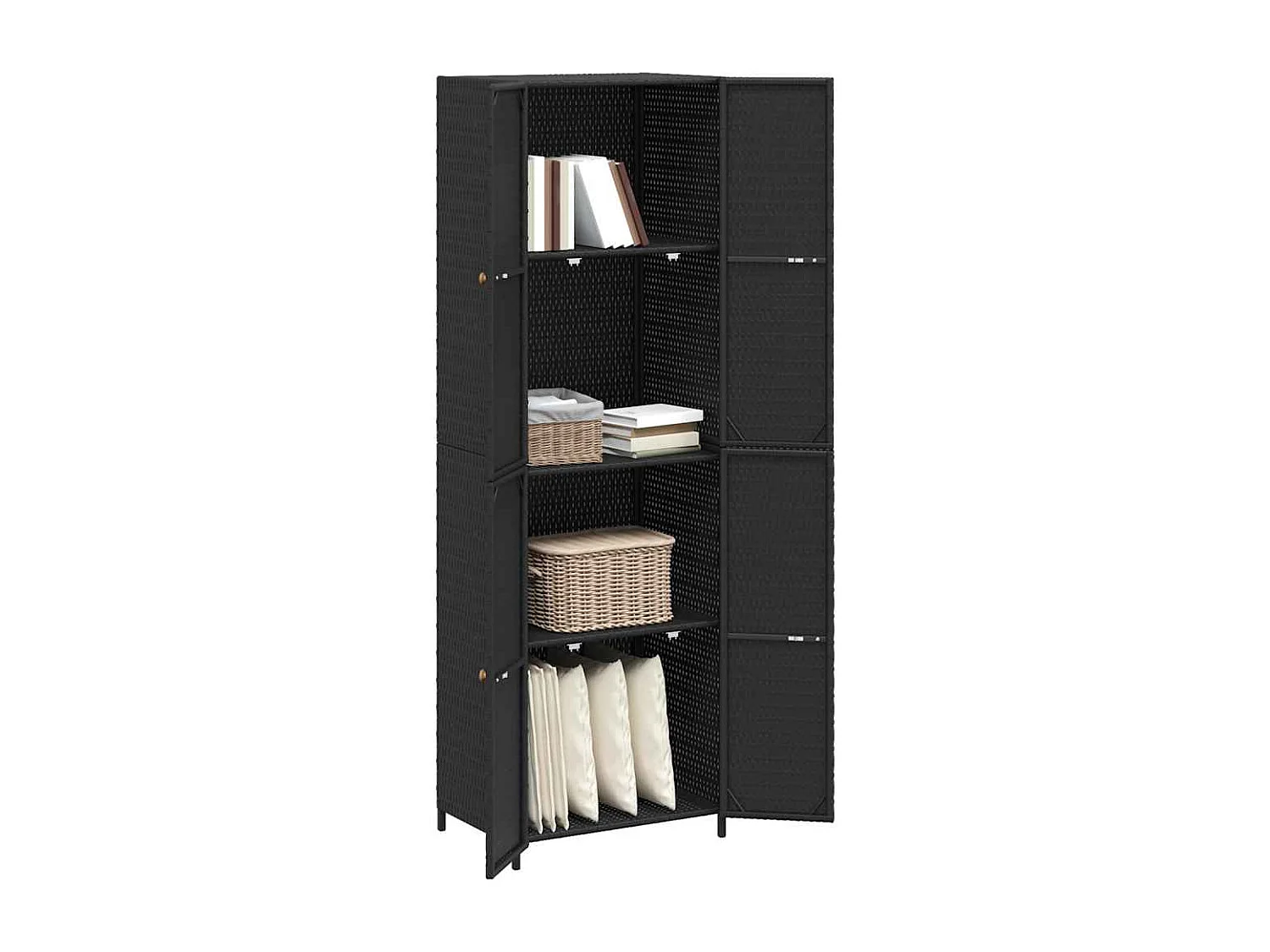 Armoire de rangement de jardin Noir 59x40x180 cm Résine tressée