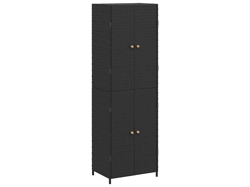 Gartenschrank Schwarz 59x40x180 cm Poly Rattan