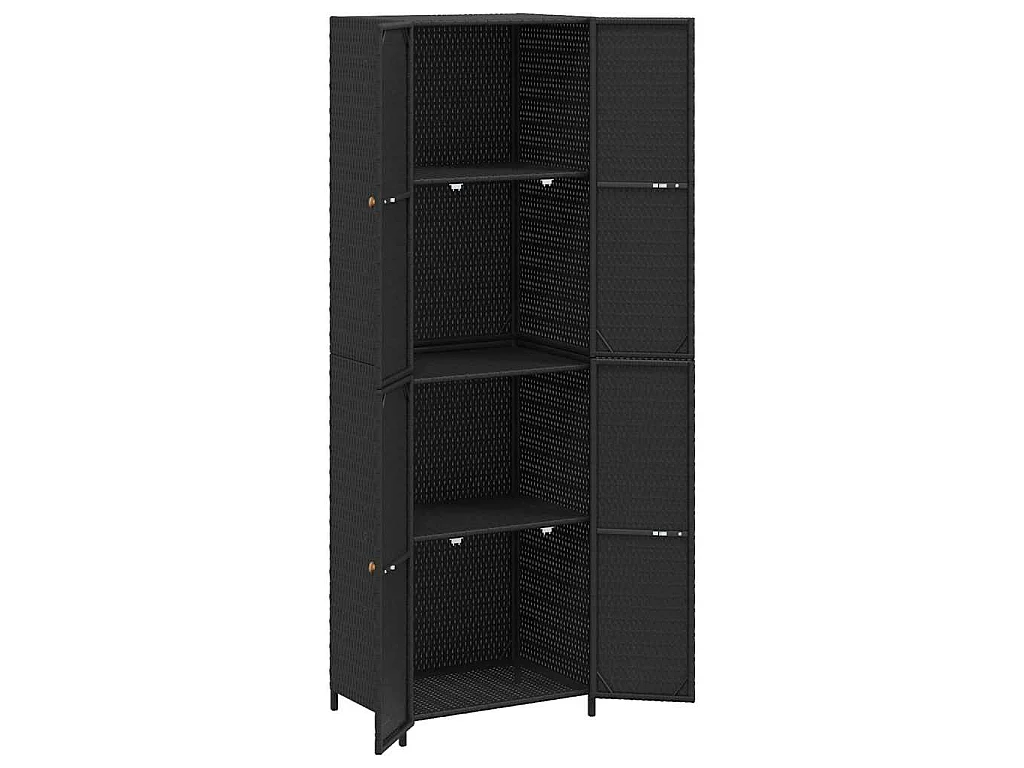 Armoire de rangement de jardin Noir 59x40x180 cm Résine tressée