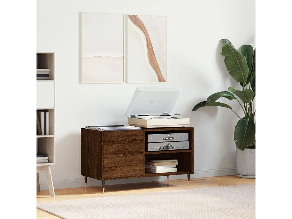 Armoire à disques chêne marron 85x38x48 cm bois d'ingénierie