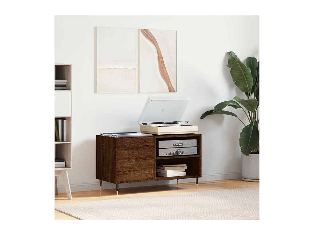 Armoire à disques chêne marron 85x38x48 cm bois d'ingénierie