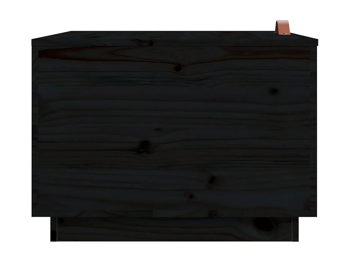 Boîtes de rangement et couvercles 3 pcs Noir Bois massif de pin