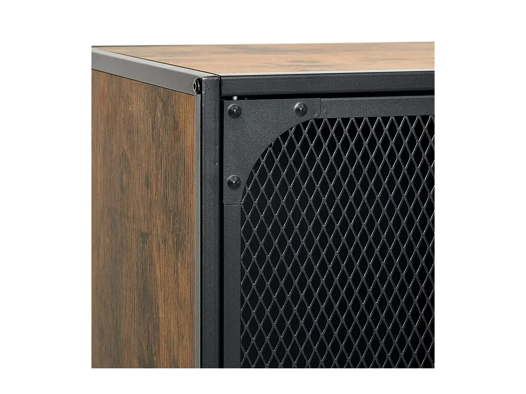 Armário de arrumação 72x36x82 cm metal/MDF castanho rústico