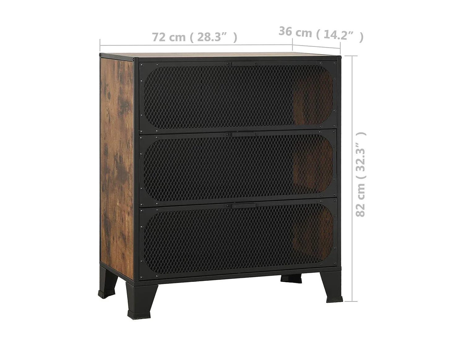 Armário de arrumação 72x36x82 cm metal/MDF castanho rústico