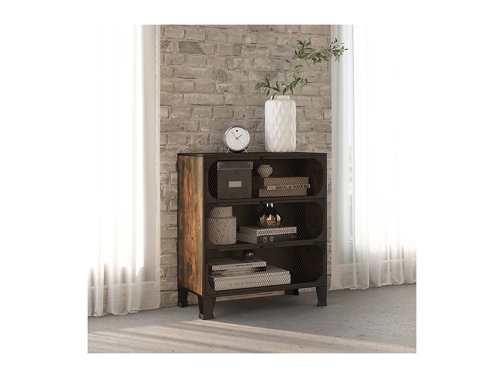 Armoire de rangement Marron rustique 72x36x82 cm Métal et MDF