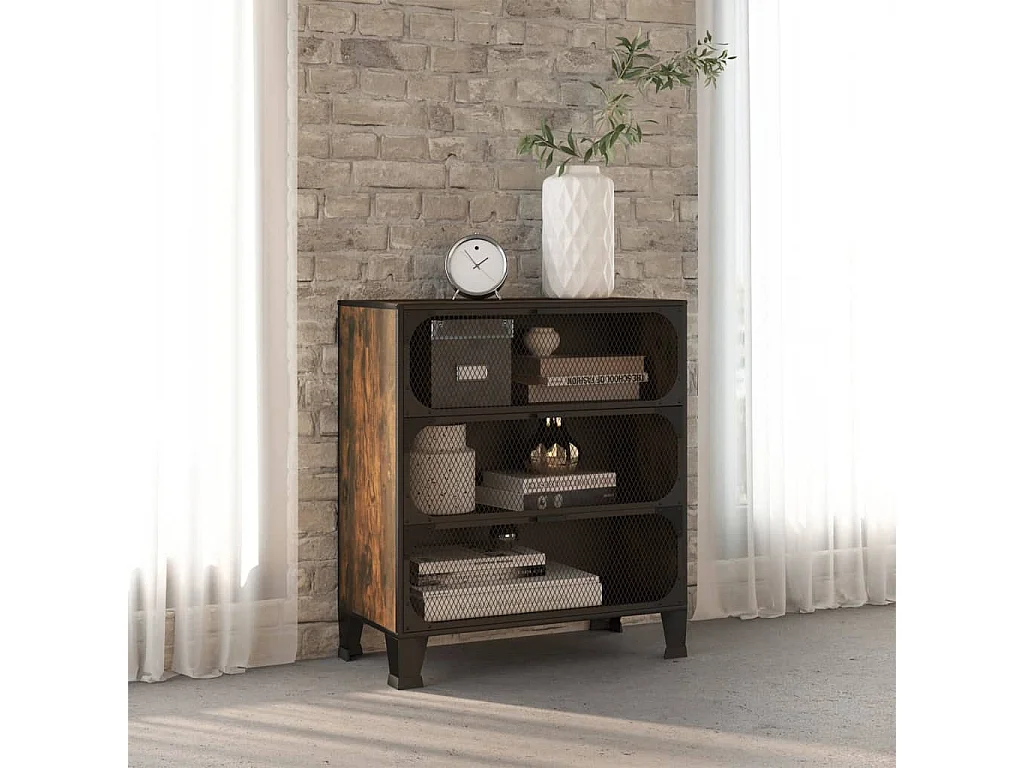 Armadietto Marrone Rustico 72x36x82 cm in Metallo e MDF