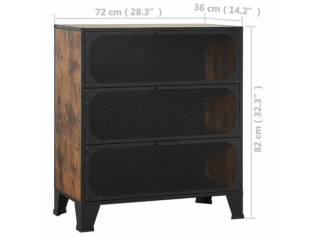 Armoire de rangement Marron rustique 72x36x82 cm Métal et MDF