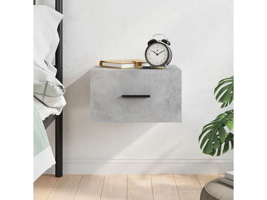 Table de chevet murale gris béton 35x35x20 cm