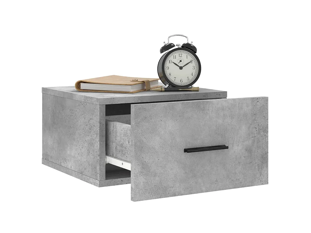 Table de chevet murale gris béton 35x35x20 cm