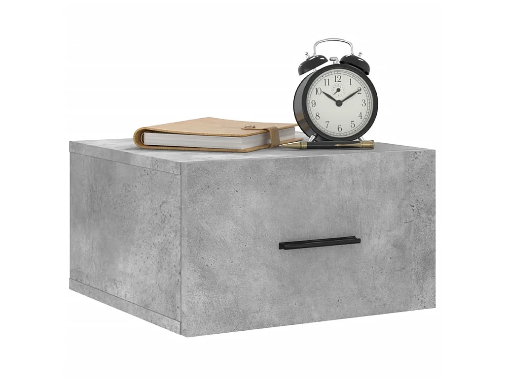 Table de chevet murale gris béton 35x35x20 cm