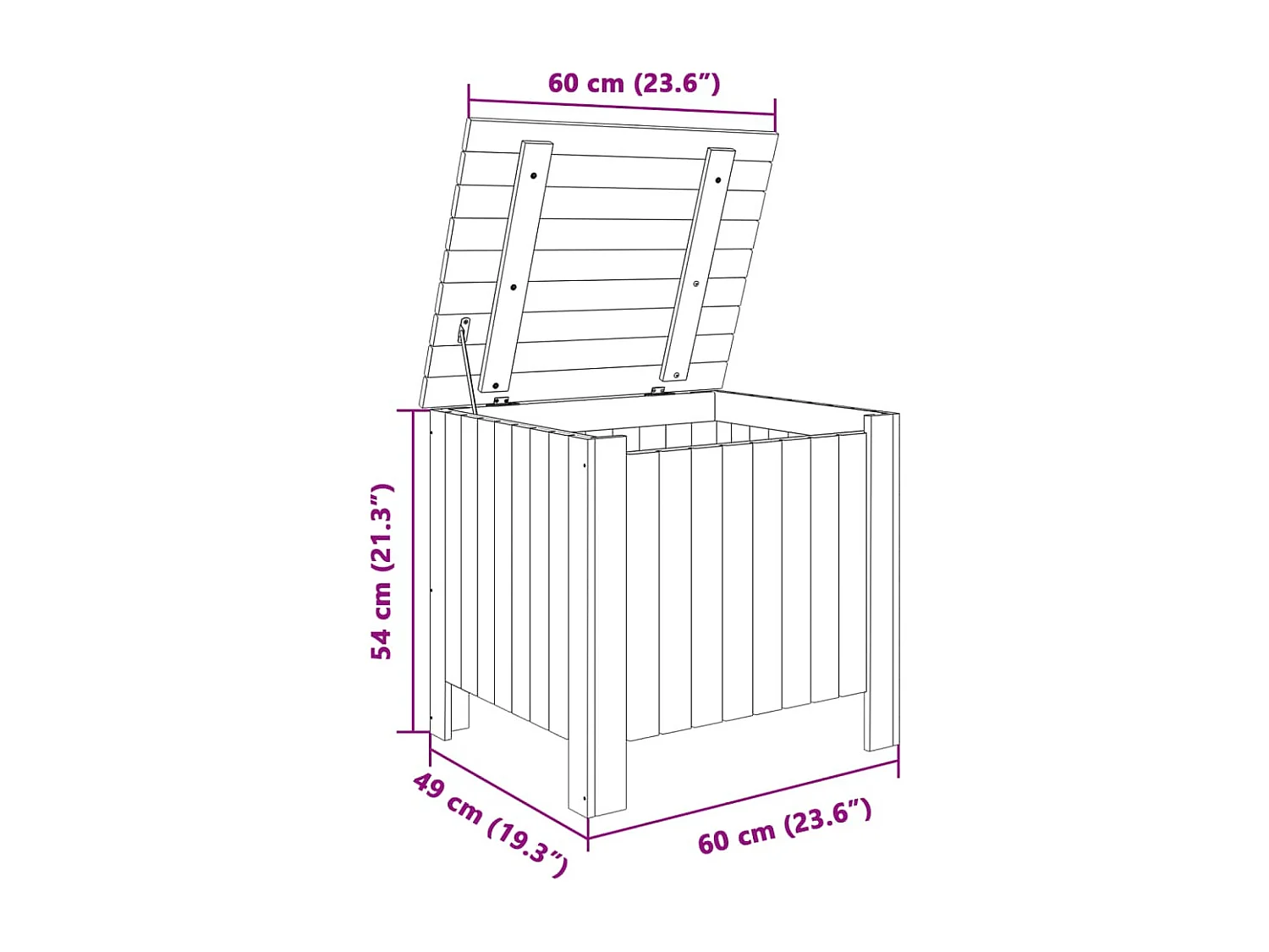 Opbergbox met deksel RANA 60x49x54 cm massief grenenhout