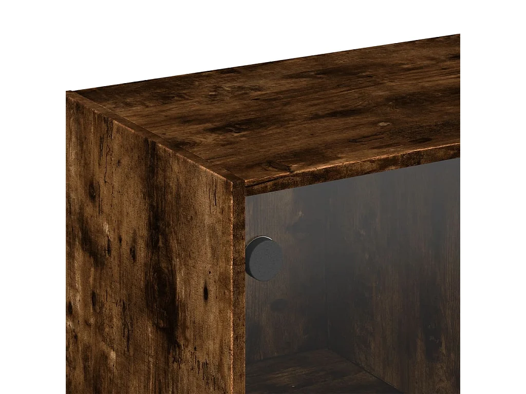 Wandkast met glazen deuren 102x37x35 cm gerookt eikenkleurig