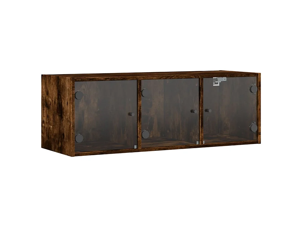 Wandschrank mit Glastüren Räuchereiche 102x37x35 cm