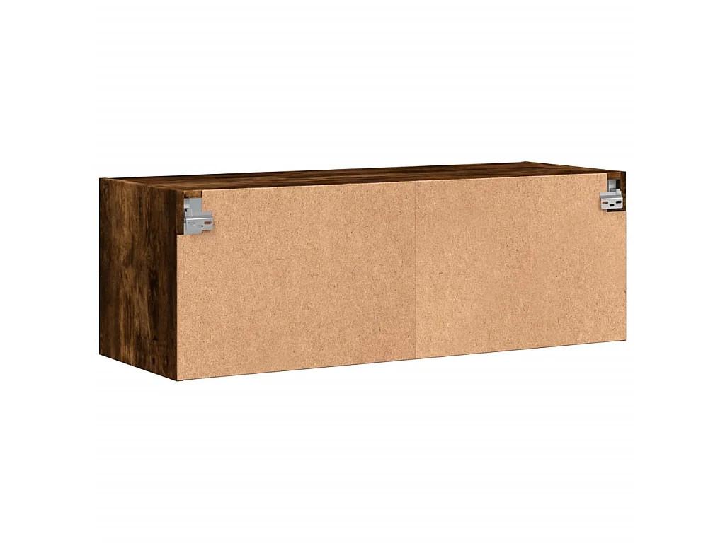 Wandschrank mit Glastüren Räuchereiche 102x37x35 cm
