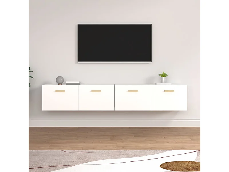 Mobili Parete 2pz Bianco 100x36,5x35 cm in Legno Multistrato