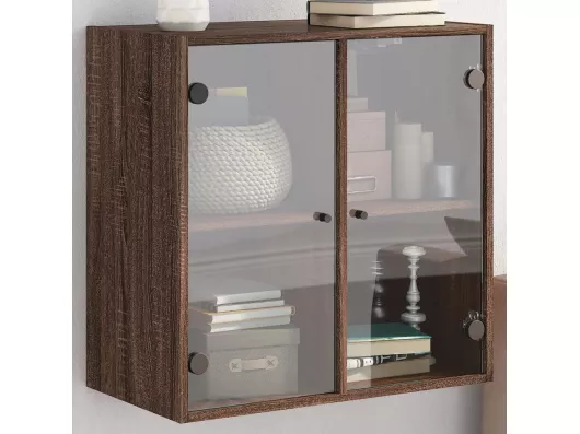 Kauf Unique Wandschrank mit Glastüren Braun Eichen-Optik 68x37x68,5 cm