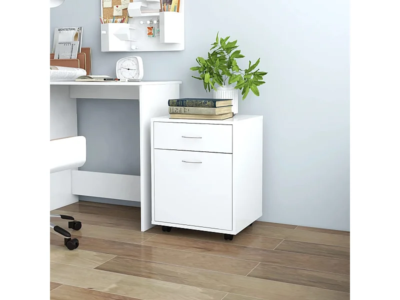 Armario rodante de madera contrachapada blanco 45x38x54 cm