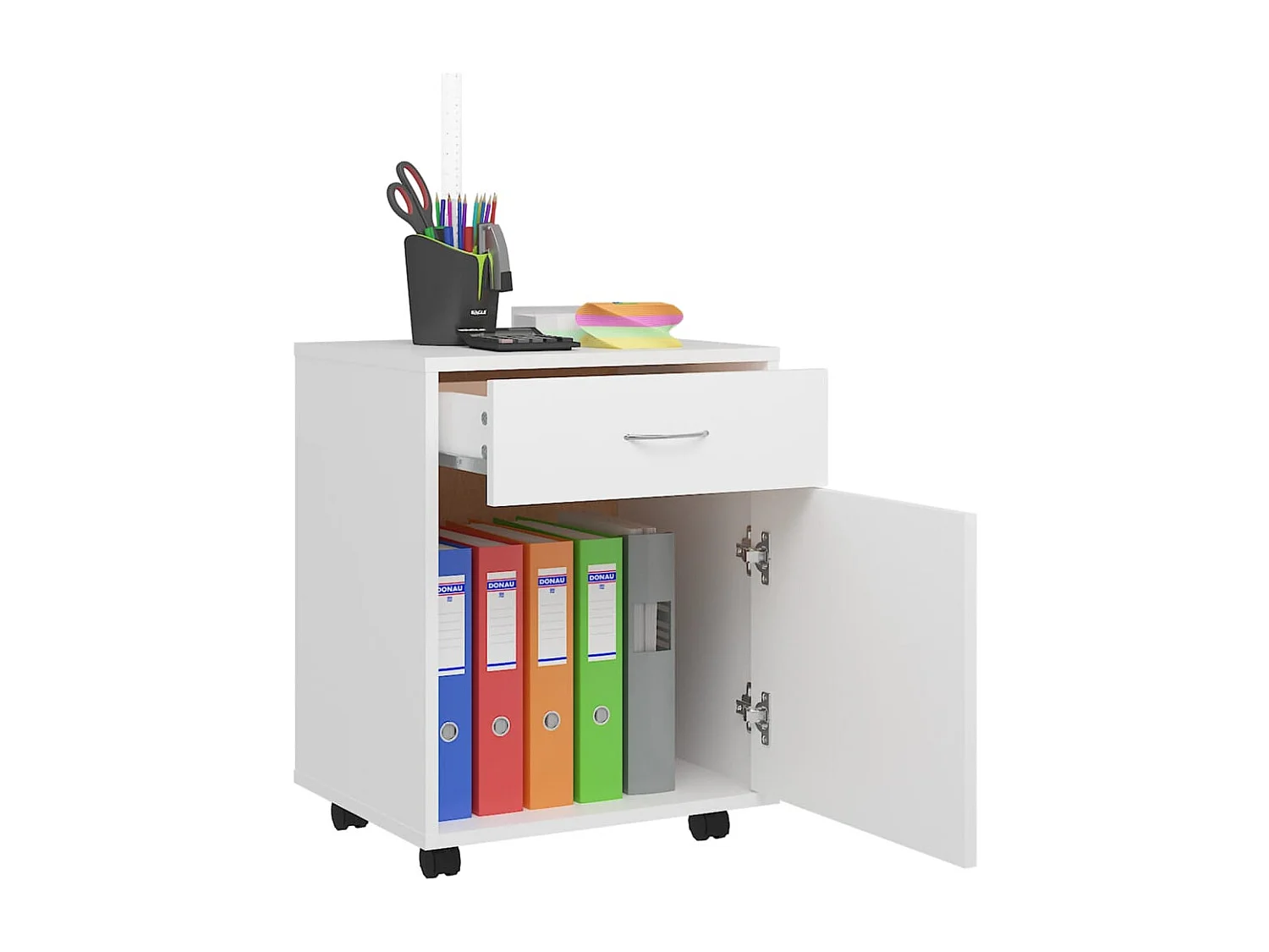 Rolkast 45x38x54 cm bewerkt hout wit