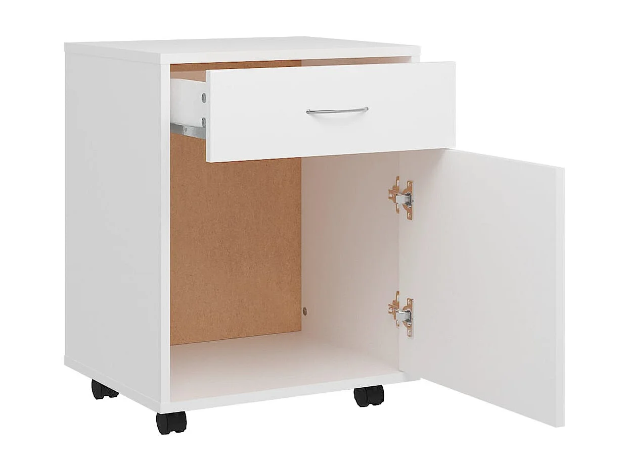 Armoire à roulettes Blanc 45x38x54 cm Bois d’ingénierie