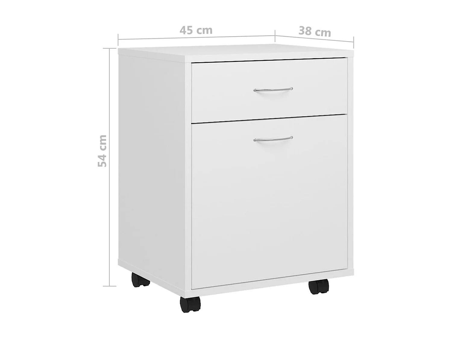 Armoire à roulettes Blanc 45x38x54 cm Bois d’ingénierie