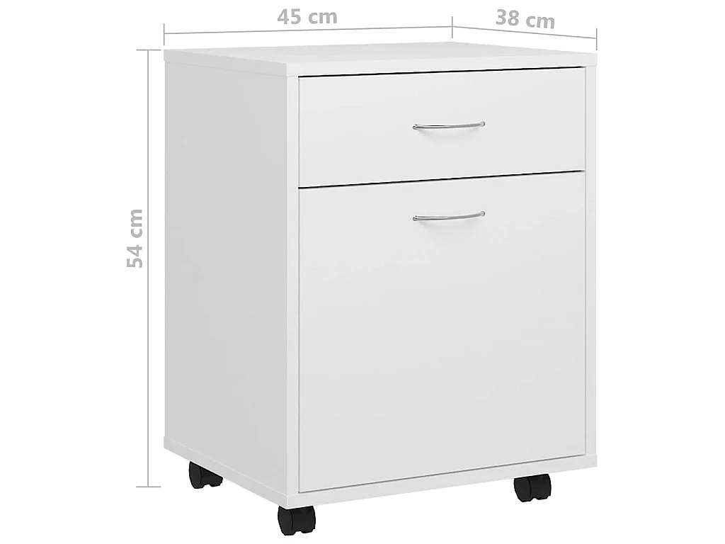 Armoire à roulettes Blanc 45x38x54 cm Bois d’ingénierie