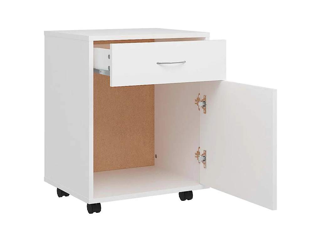 Armoire à roulettes Blanc 45x38x54 cm Bois d’ingénierie