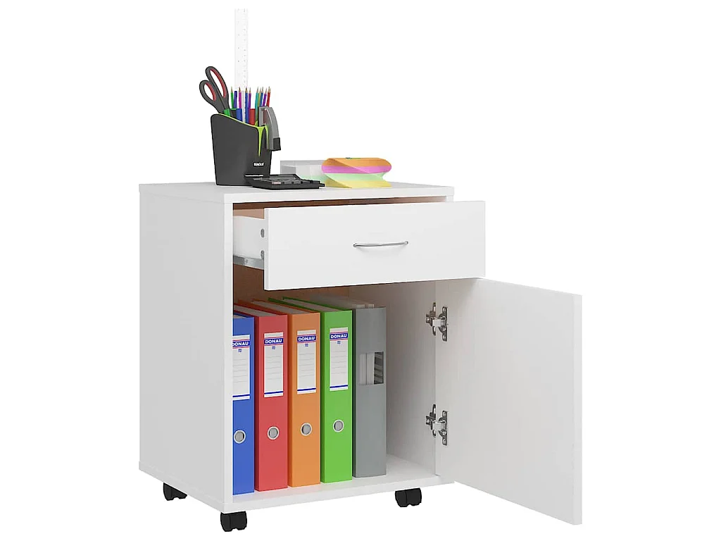 Armoire à roulettes Blanc 45x38x54 cm Bois d’ingénierie