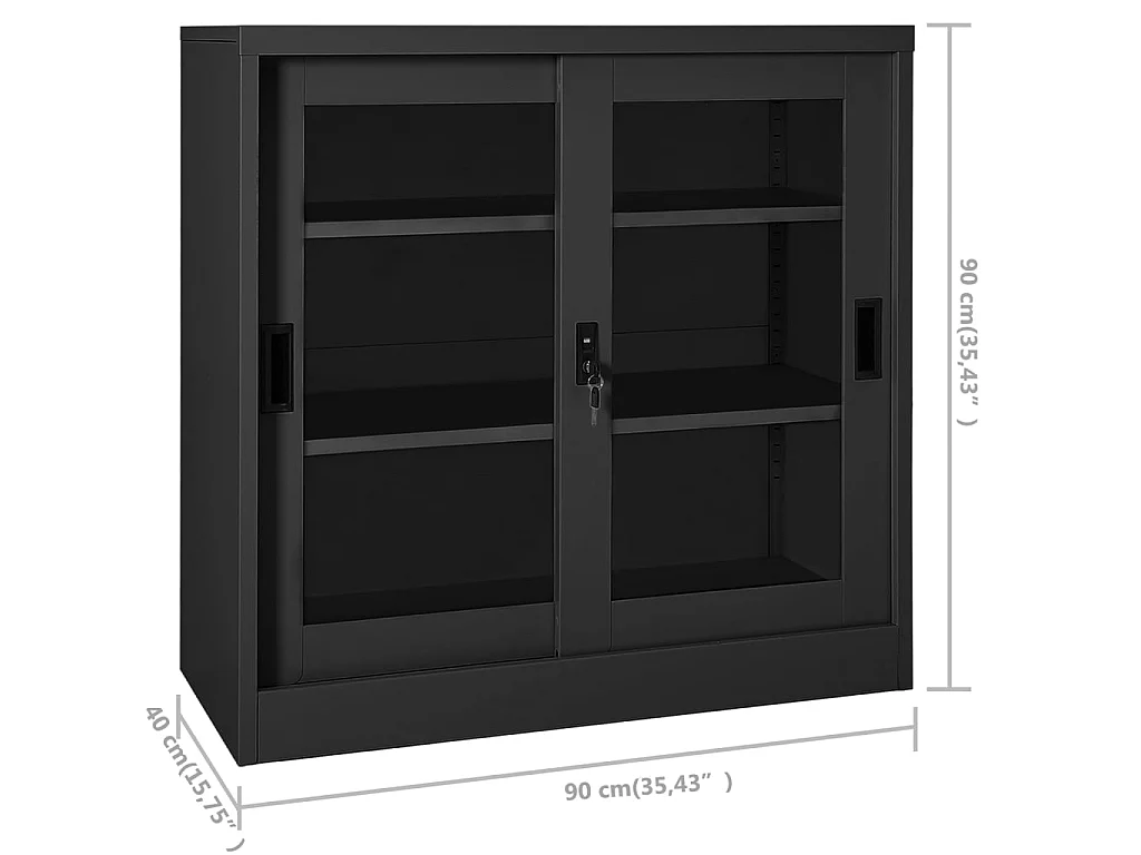 Armoire à portes coulissantes Anthracite 90x40x90 cm Acier
