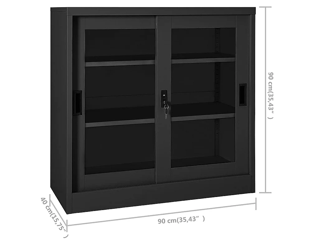 Armario con puerta corredera acero antracita 90x40x90 cm