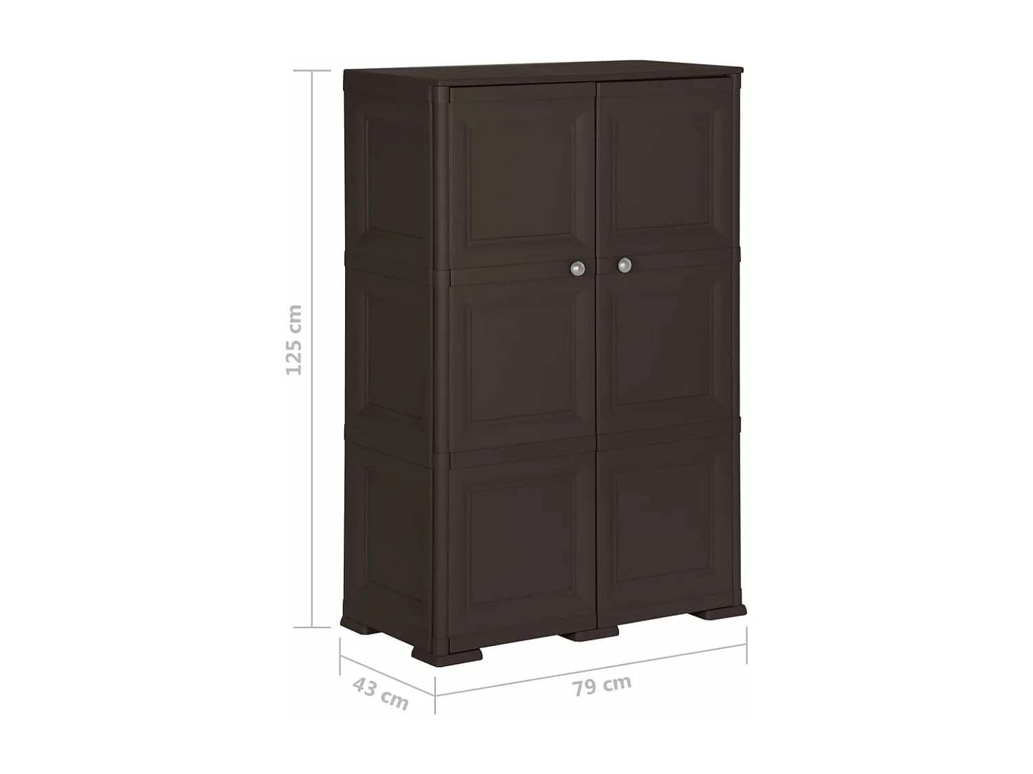 Armoire en plastique 79x43x125 cm Design de bois Marron