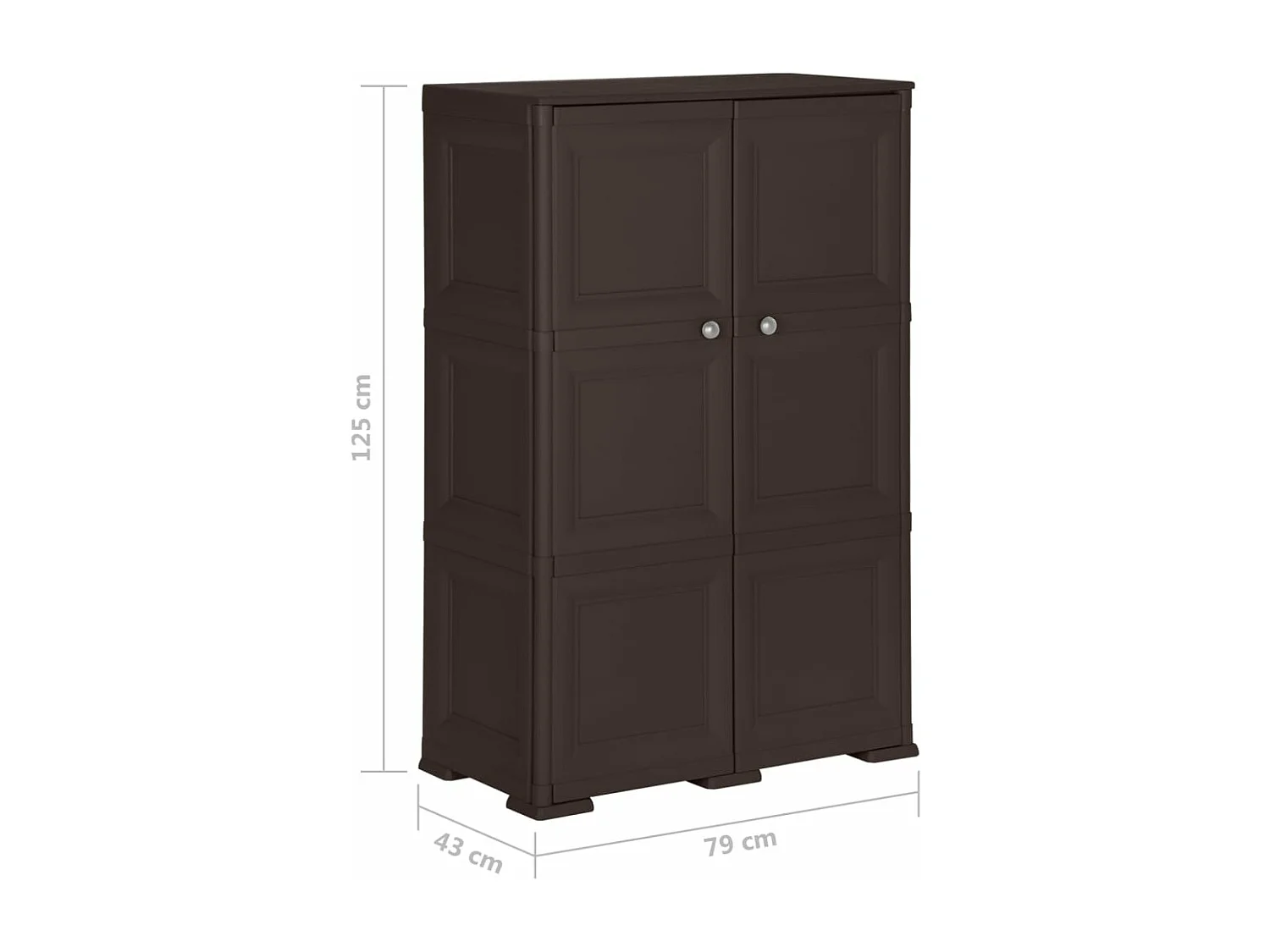 Armoire en plastique 79x43x125 cm Design de bois Marron