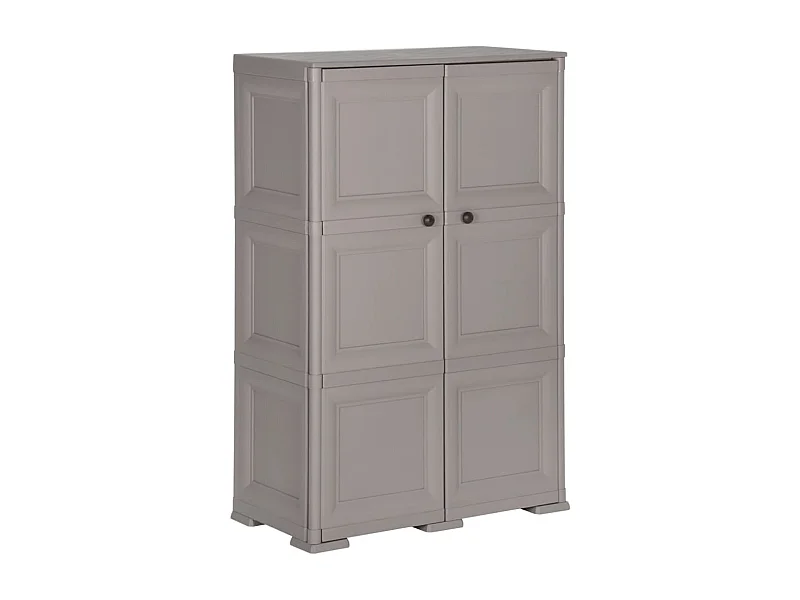 Armário de plástico 79x43x125 cm design de madeira cinzento