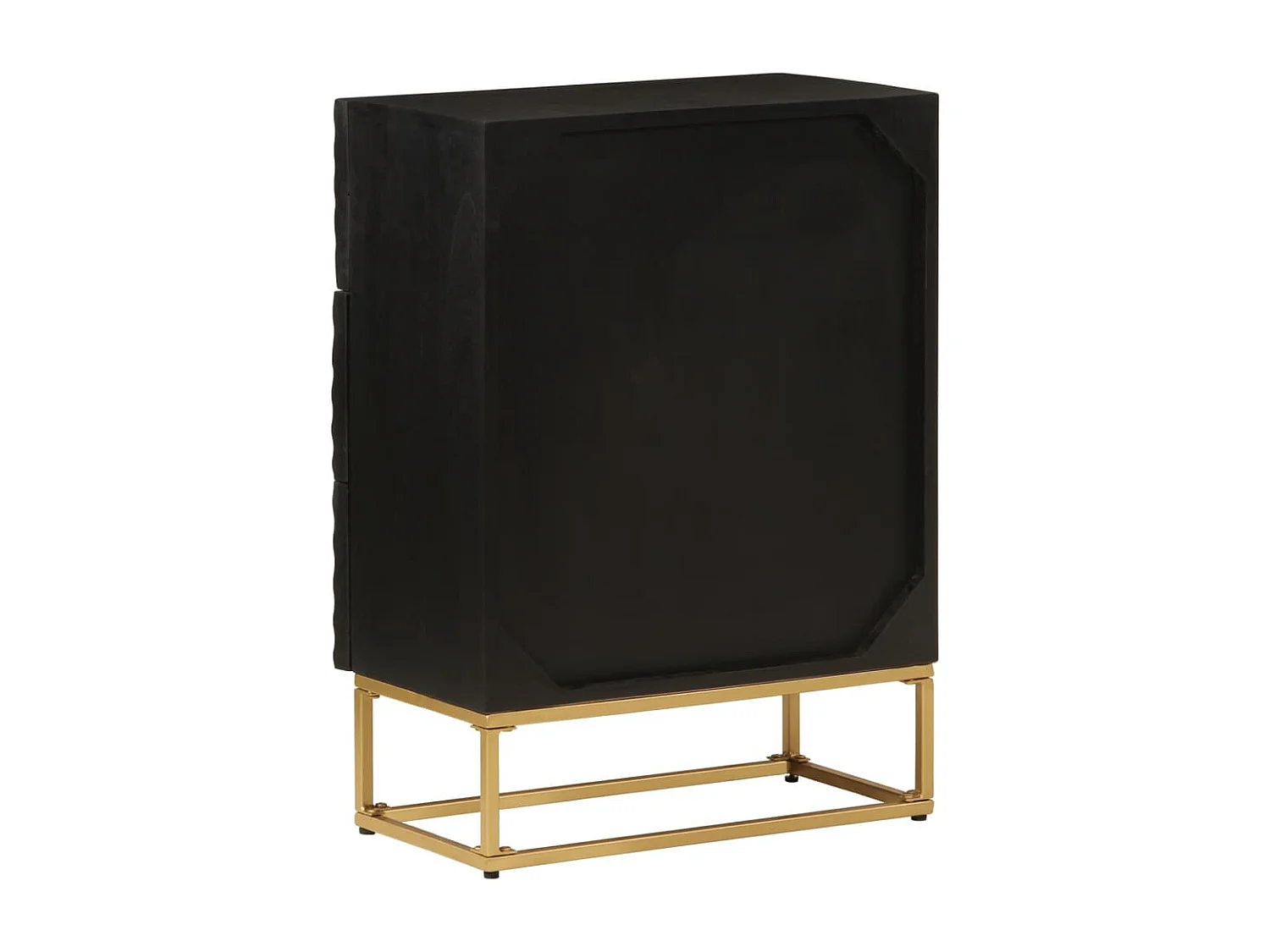 Commode noir 55x30x76 cm bois massif de manguier et fer