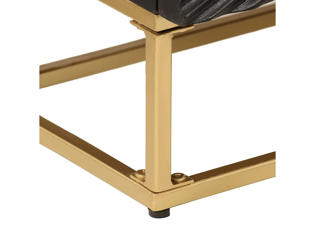 Cassettiera Nera 55x30x76 cm in Legno Massello di Mango e Ferro