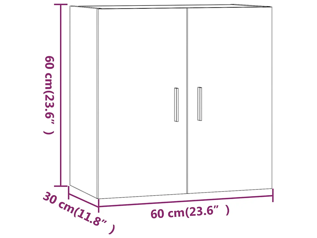 Armoire murale Gris béton 60x30x60 cm Bois d'ingénierie