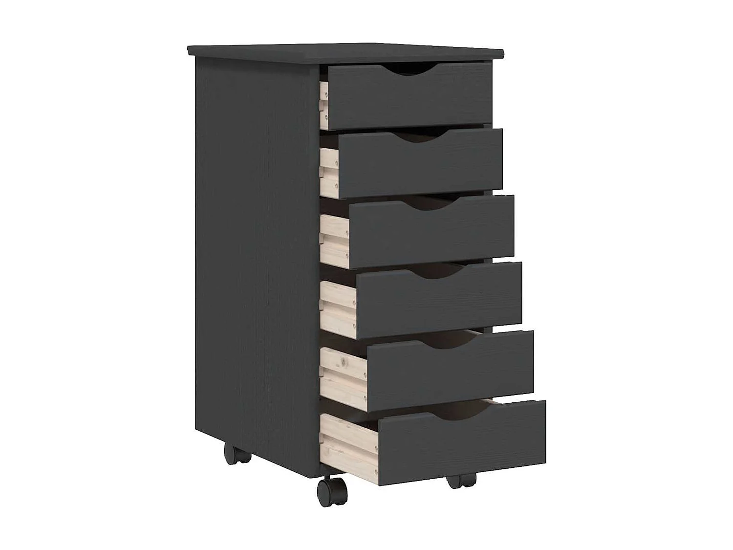Cajonera con ruedas MOSS madera maciza de pino gris