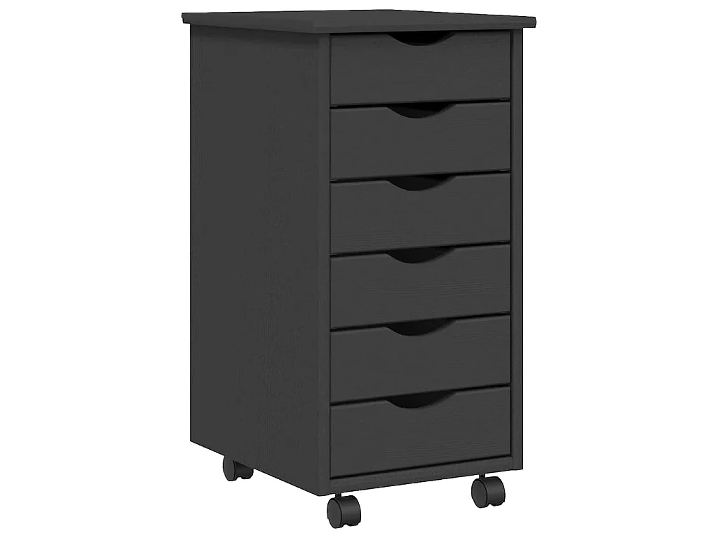 Armoire roulante avec tiroirs MOSS gris bois de pin solide