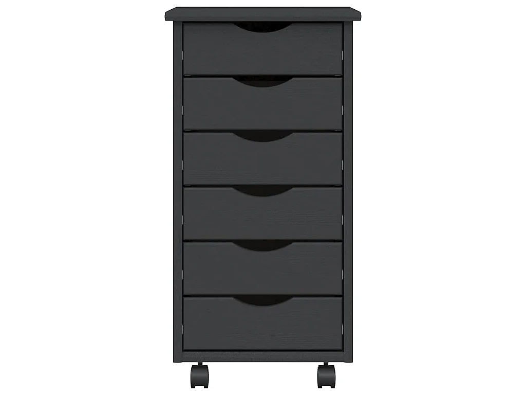 Armoire roulante avec tiroirs MOSS gris bois de pin solide