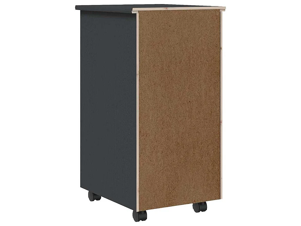 Armoire roulante avec tiroirs MOSS gris bois de pin solide