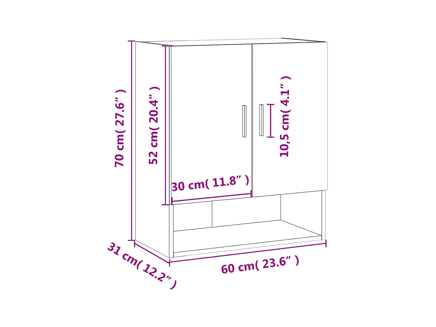 Wandschrank Braun Eichen-Optik 60x31x70 cm Holzwerkstoff