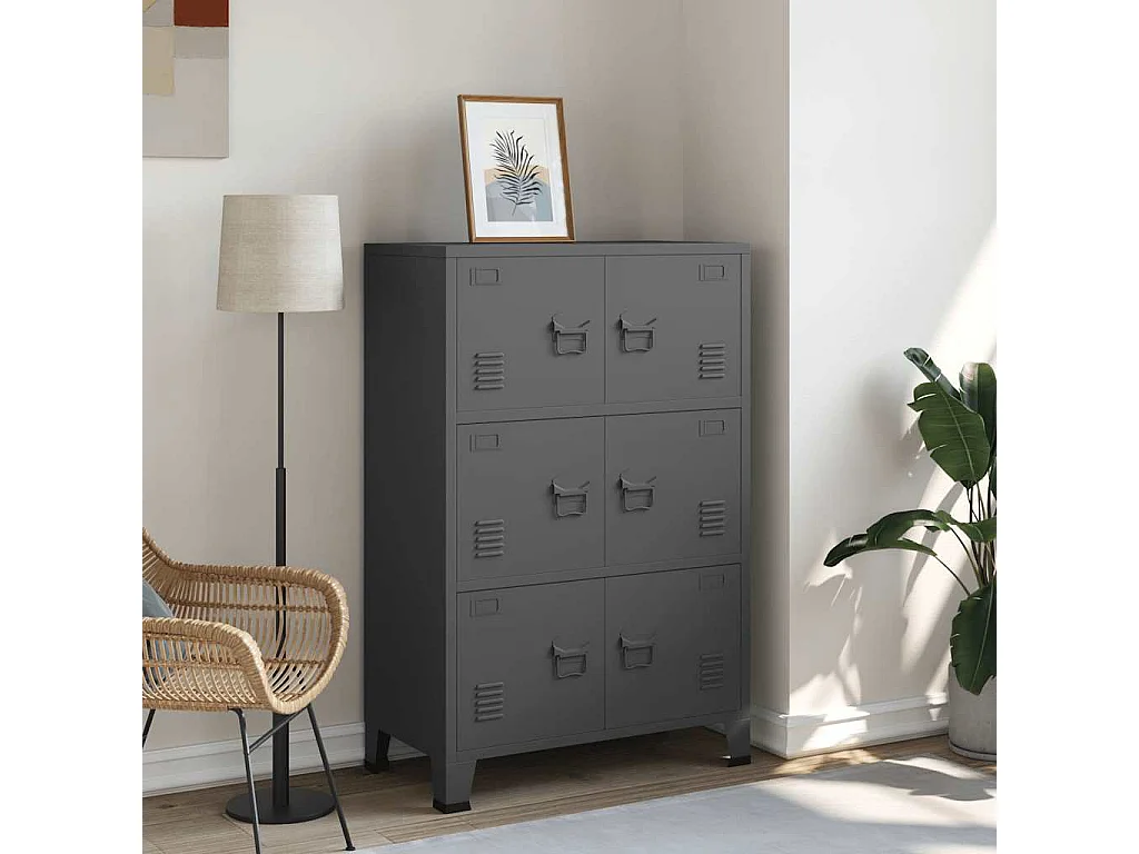 Coffre de rangement industriel Anthracite 75x40x115 cm Métal