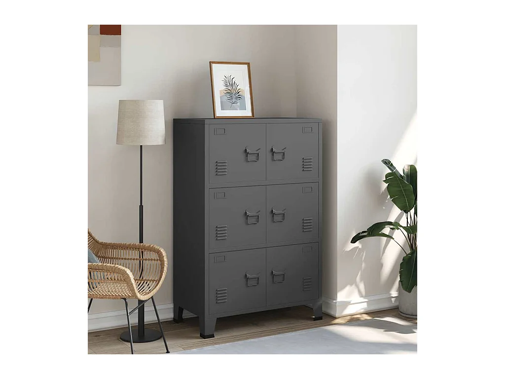 Coffre de rangement industriel Anthracite 75x40x115 cm Métal
