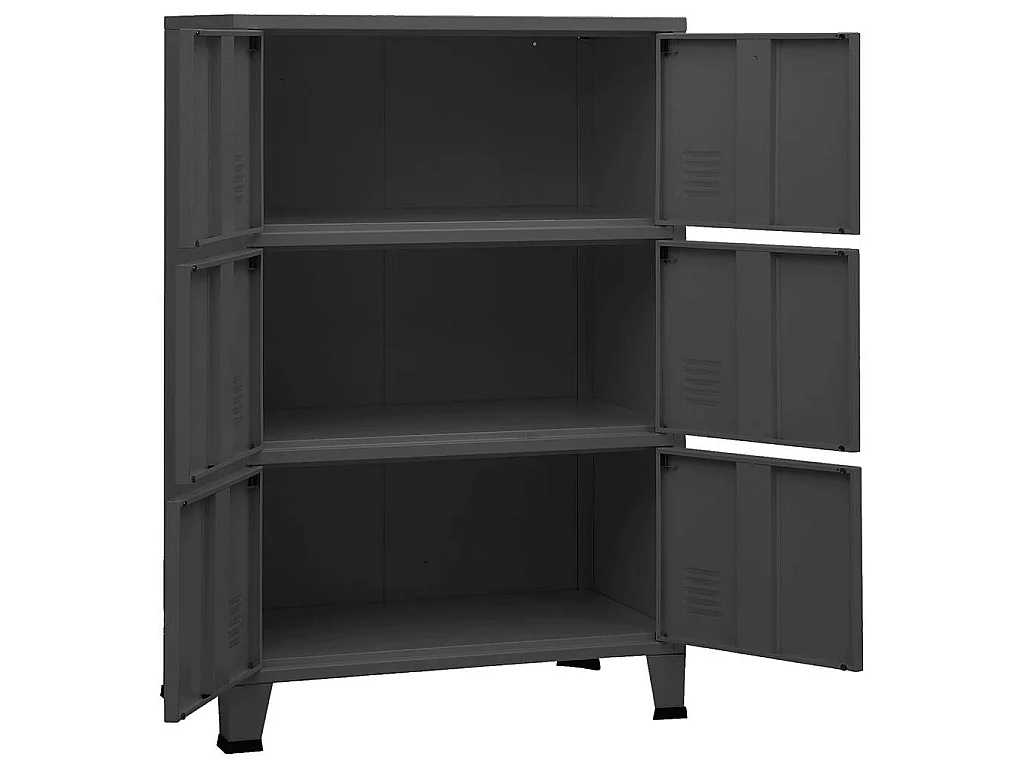 Opbergkast industrieel 70x40x115 cm metaal antracietkleurig