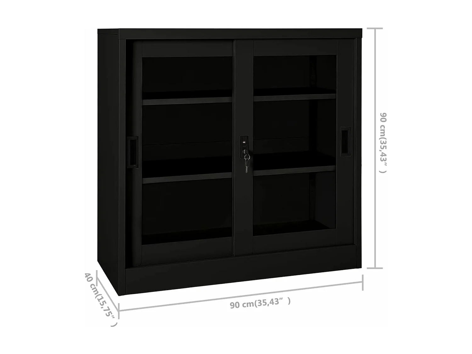 Schrank mit Schiebetür Schwarz 90x40x90 cm Stahl