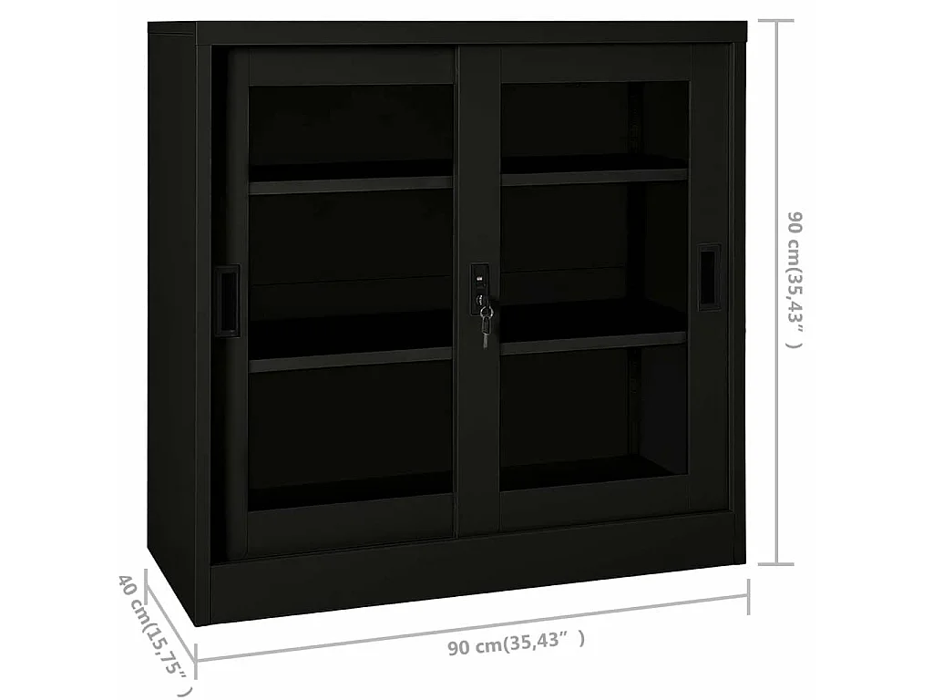 Roldeurkast 90x40x90 cm staal zwart