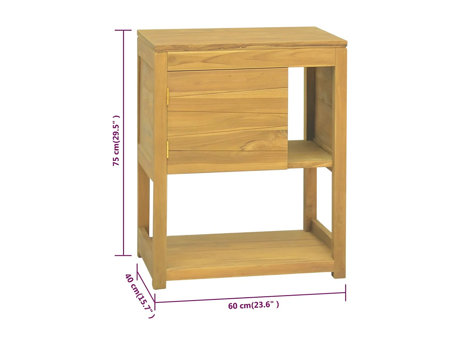 Armoire de salle de bain 60x40x75 cm bois de teck solide
